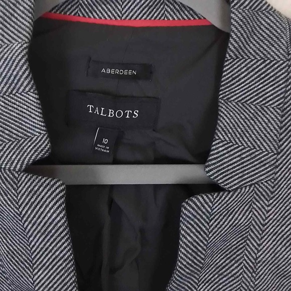 Talbots Aberdeen Blazer Womens Sz 10 Black Tweed Career Jacket Cotton‎ Blend - Picture 10 of 15